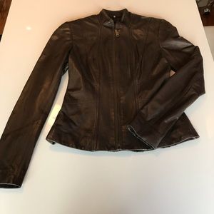 Slim-fit Brown Leather Jacket